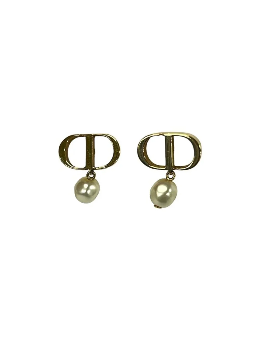 Dior Earrings Petit CD Gold Ivory CD Motif